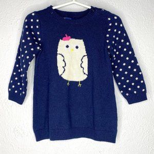 GAP Baby, navy and white soft, owl, sweater dress w/ long sleeves, 12-18M.